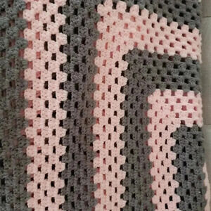 Afghan Cottagecore Farmhouse GrandmacoHandmade Crochet Pink Gray Blanket
